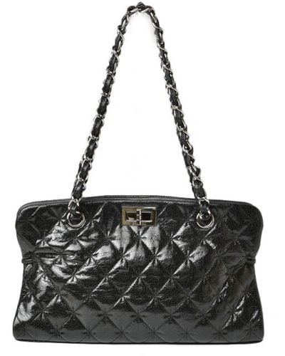 Chanel 2.55 Patent Leather Tote Bag (pre-owned) - Black