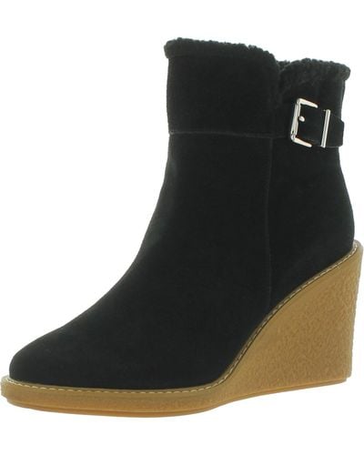 Franco Sarto Ulayna Suede Faux Fur Wedge Boots - Black