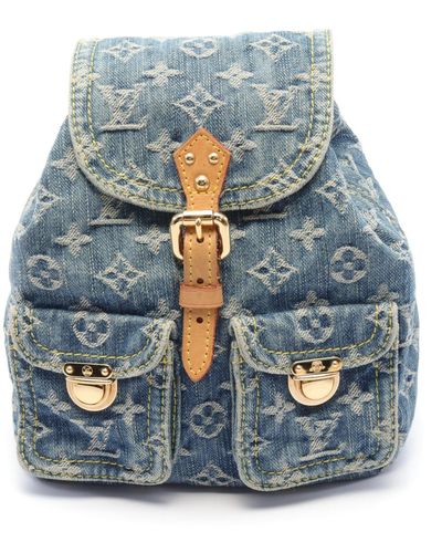 Louis Vuitton Sac Add Pm Monogram Denim Backpack Rucksack Denim Leather Indigo Brown - Blue