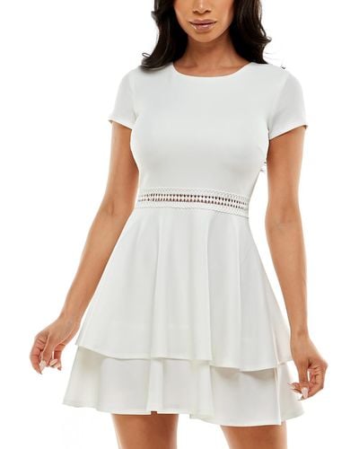 B Darlin Juniors Tiered Short Mini Dress - White