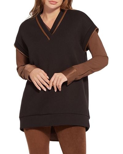 Lyssé Ribbed Knit Convertible Sweatshirt - Black