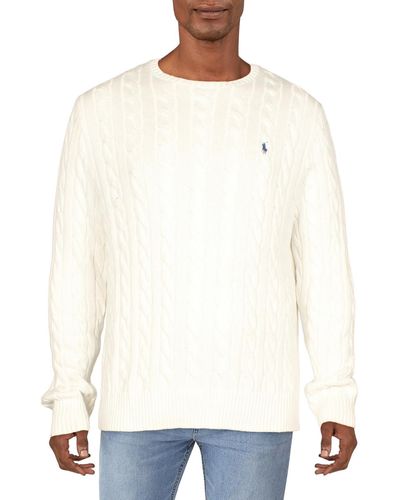 Polo Ralph Lauren Cotton Cable Knit Crewneck Sweater - White