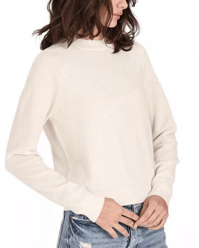 Minnie Rose Cashmere Long Sleeve Shrunken Crew Sweater - Natural