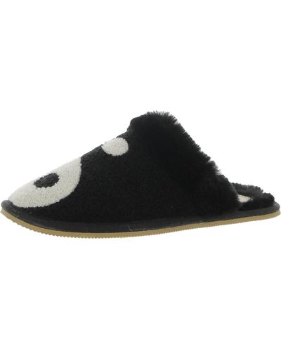 Soludos Yin Yang Faux Fur Slip On Slide Slippers - Black