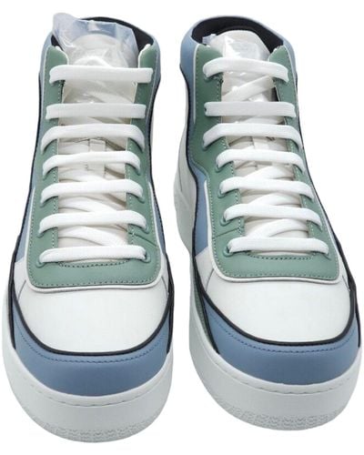 Bally Kenton 6302315 White High Top Leather Sneakers - Blue