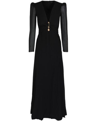 Versace Plunging Neck Maxi Dress - Black