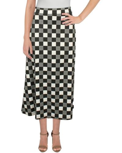 Anne Klein Checkered Jacquard Midi Skirt - Black