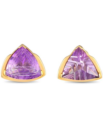 Non-Branded Lb Exclusive 14k Yellow Amethyst Geometric Clip-on Earrings Mf02-032824 - Purple