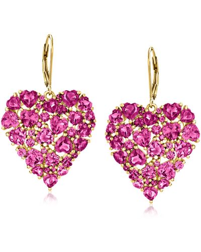 Ross-Simons Rhodolite Garnet Heart Drop Earrings - Pink