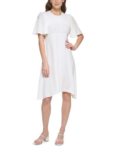 Calvin Klein Textured A-line Midi Dress - White