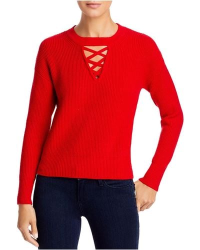 SINGLE THREAD Criss Cross Knit Pullover Sweater - Red