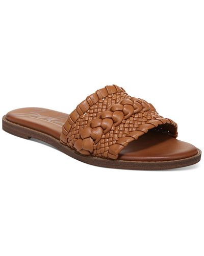 Zodiac Faux Leather Round Toe Slide Sandals - White