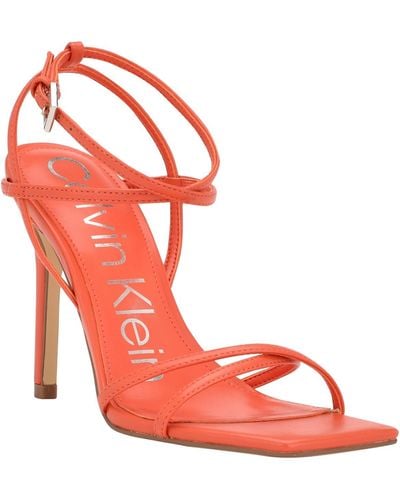 Calvin Klein Tegin Faux Leather Ankle Strap Heels - Pink
