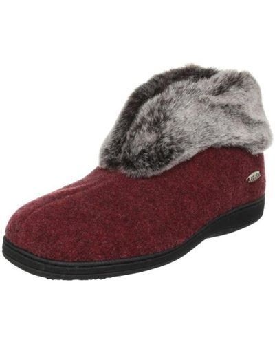 Acorn Chinchilla Casual Faux Fur Booties - Red
