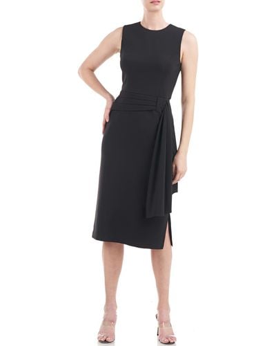 Kay Unger Pleated Sleeveless Cocktail And Party Dress - Black
