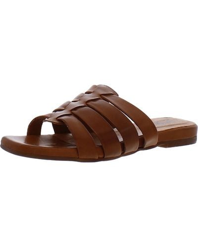Miz Mooz Preppy Leather Slip On Slide Sandals - Brown