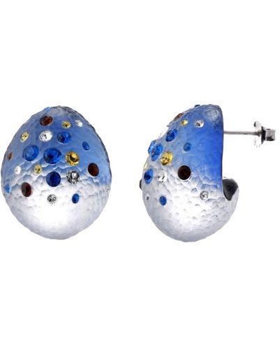 Vir Jewels 1.10 Inches Lucite Stud Earrings With Multi Color Crystals - Blue