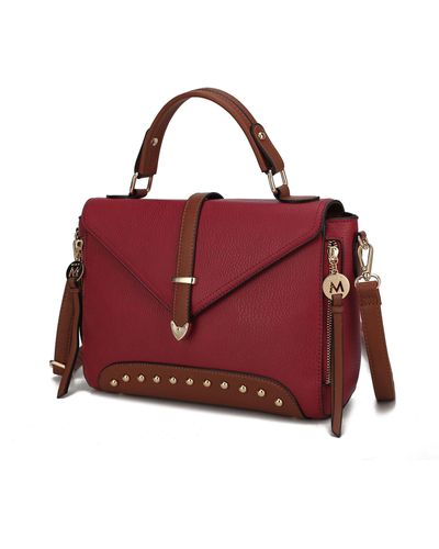 MKF Collection by Mia K Angela Vegan Color-block Leather 's Satchel Bag - Red