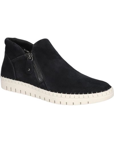 Bella Vita Camberly Suede Moc Toe Ankle Boots - Black