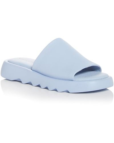 Andre Assous Jessa Leather Metallic Slide Sandals - Blue