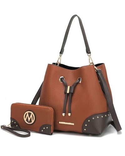 MKF Collection by Mia K Candice Color Block Bucket Bag - Brown