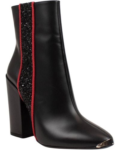 Amiri Glitter Stripe Round Toe Boots - Black