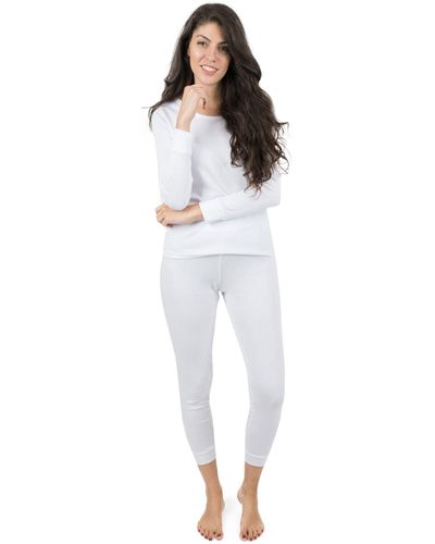 Leveret Two Piece Cotton Pajamas Neutral Solid Color - White