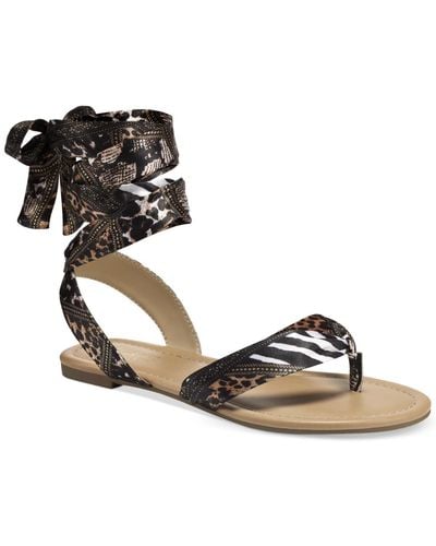 Thalia Sodi Joleyn Printed Thong Slingback Sandals - Metallic