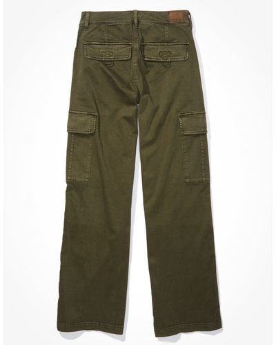 American Eagle Outfitters Ae Stretch Super High-waisted Cargo Wide-leg Pant - Green