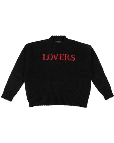 Amiri Wool Red 'lovers' Oversized Sweater - Black