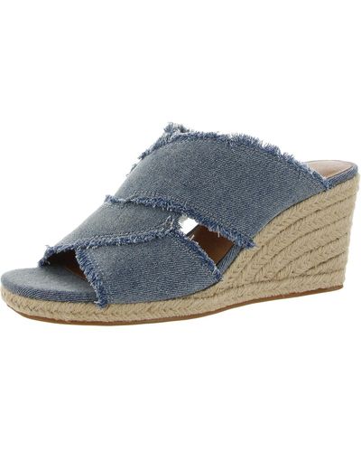 Lucky Brand Madgie Criss-cross Denim Wedge Sandals - Blue