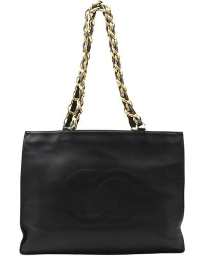 Chanel Jumbo Leather Tote Bag (pre-owned) - Black