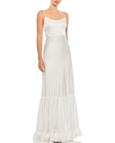 Ieena for Mac Duggal Tiered Ruffled Evening Dress - White