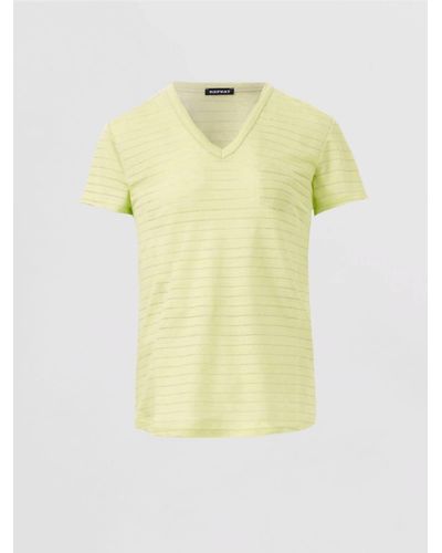 Repeat Cashmere Linen T-shirt With Lurex Stripes - Yellow