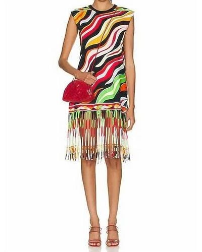 Emilio Pucci Short Dress With Fringe - Red