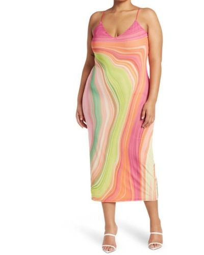 AFRM Amina Power Mesh Midi Slip Dress - Multicolor