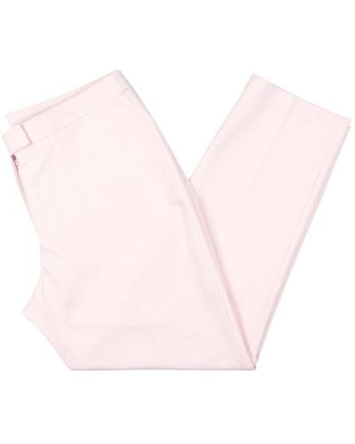 Anne Klein High Rise Solid Straight Leg Pants - Pink