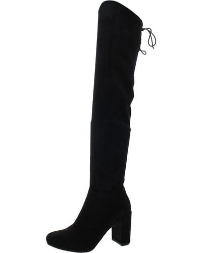 Chinese Laundry Faux Suede Lace Up Over-the-knee Boots - Black