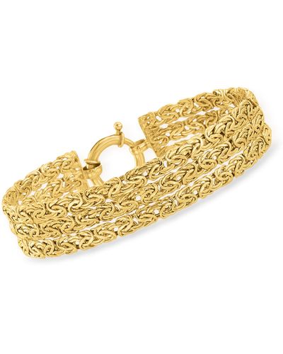 Ross-Simons 18kt Gold Over Sterling 3-row Byzantine Bracelet - Metallic