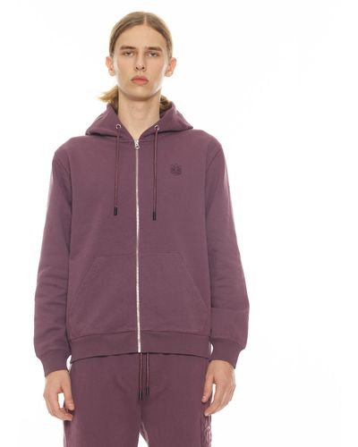 Cult Of Individuality Zip Hoody In Grape Compote - Purple