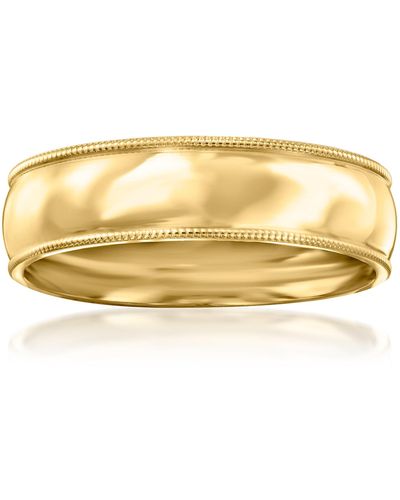 Ross-Simons 6mm 14kt Gold Milgrain Wedding Ring - Metallic