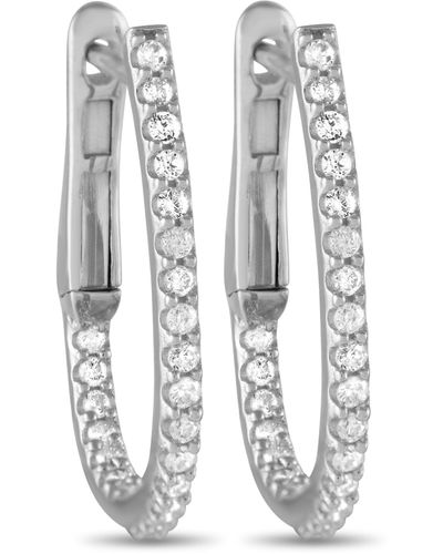 Non-Branded Lb Exclusive 14k White 0.26ct Diamond In-out Hoop Earrings Eh4-10257