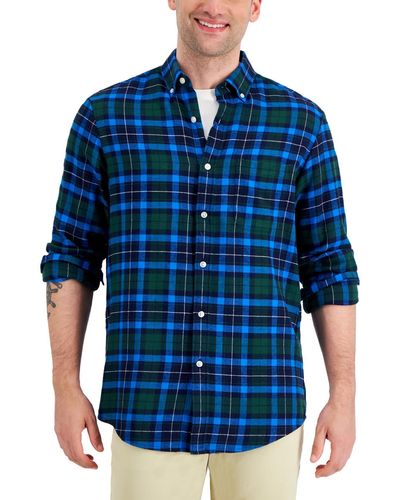 Club Room Flannel Buffalo Plaid Button-down Shirt - Blue