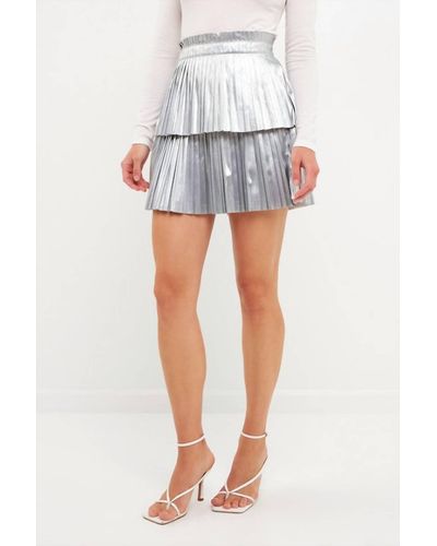 Endless Rose Holiday Party Pleated Mini Skirt - White