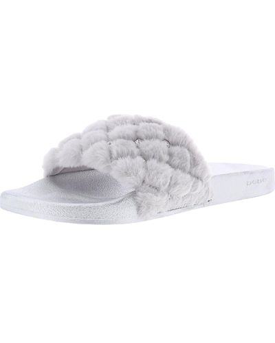 Bebe Faryn Faux Fur Slides Slide Sandals - White