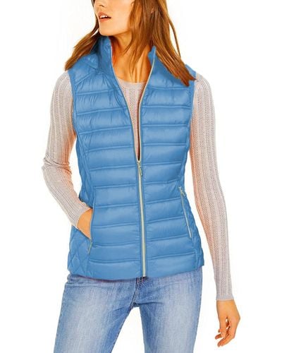 MICHAEL Michael Kors South Pacific Down Puffer Vest With Removable Hood - Blue