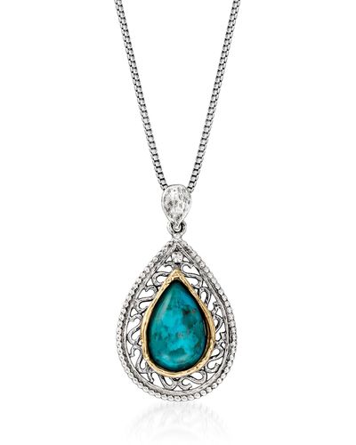 Ross-Simons Green Turquoise Pendant Necklace - Blue