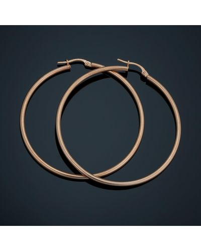 Fremada 10k Rose Polished Hoop Earrings (2x45 Mm) - Metallic