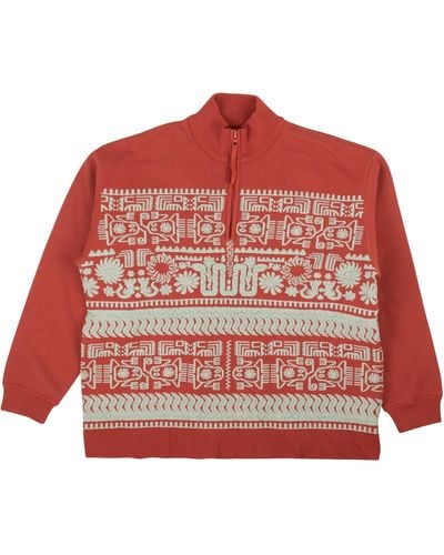 Opening Ceremony Rust And Powder Blue Wool Aztec Sweater - Red