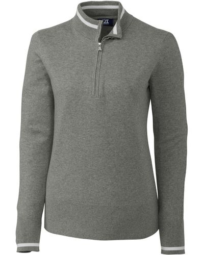 Cutter & Buck Lakemont Tipped Half-zip Sweater - Gray